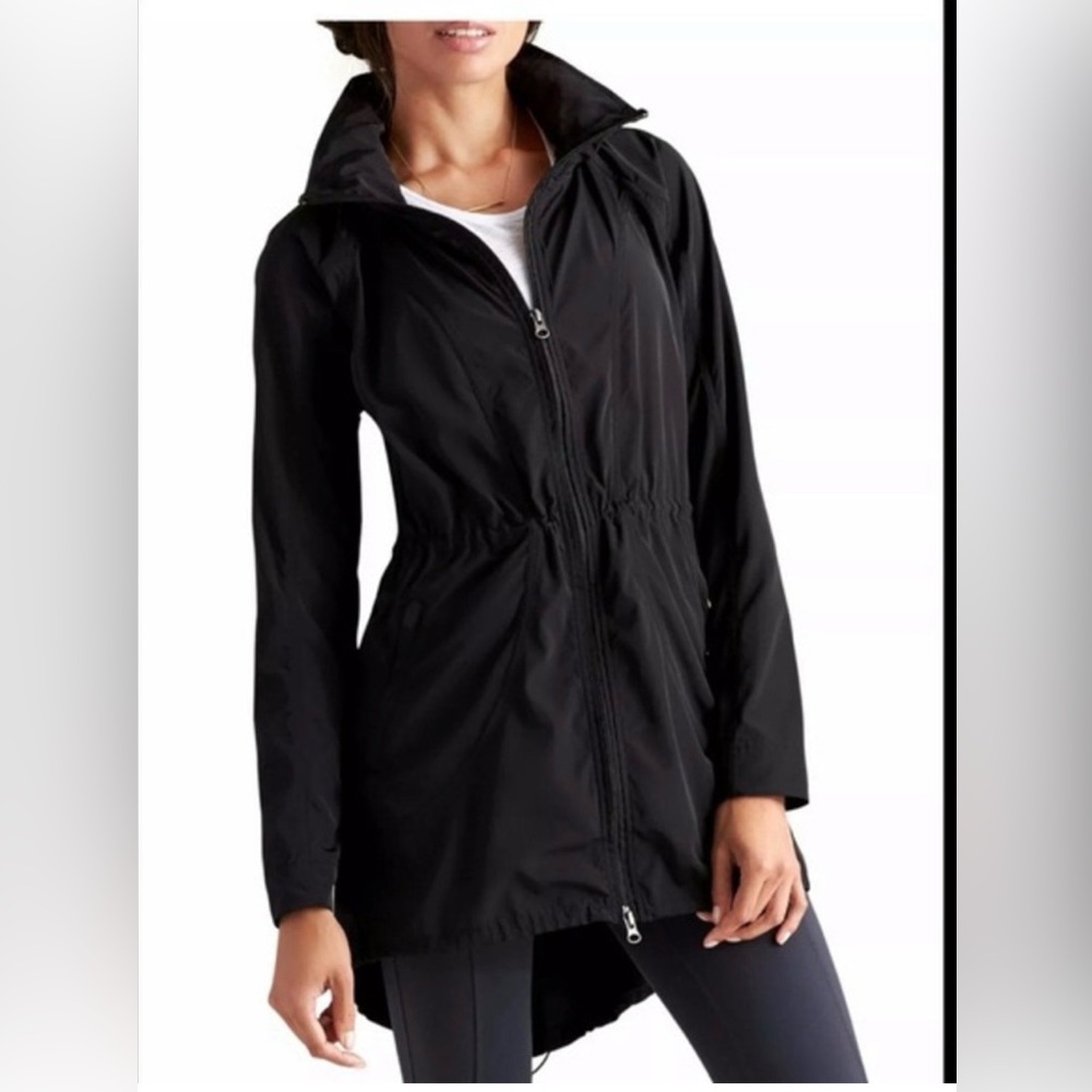 Athleta Drippity Anorak Jacket Rain Black Athletic Wear XXS